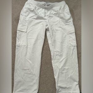 tna white sweat fleece cargo pants size Large